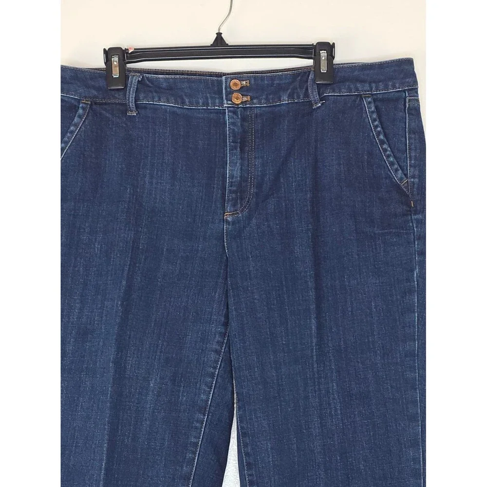 Talbots Flawless High Rise Wide Crop Jeans Dark Blue Size 16WP